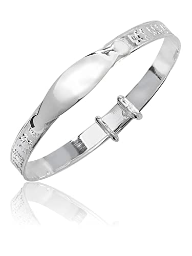 Pulsera de oso para bebé ajustable de plata ideal como regalo de bautizo 7