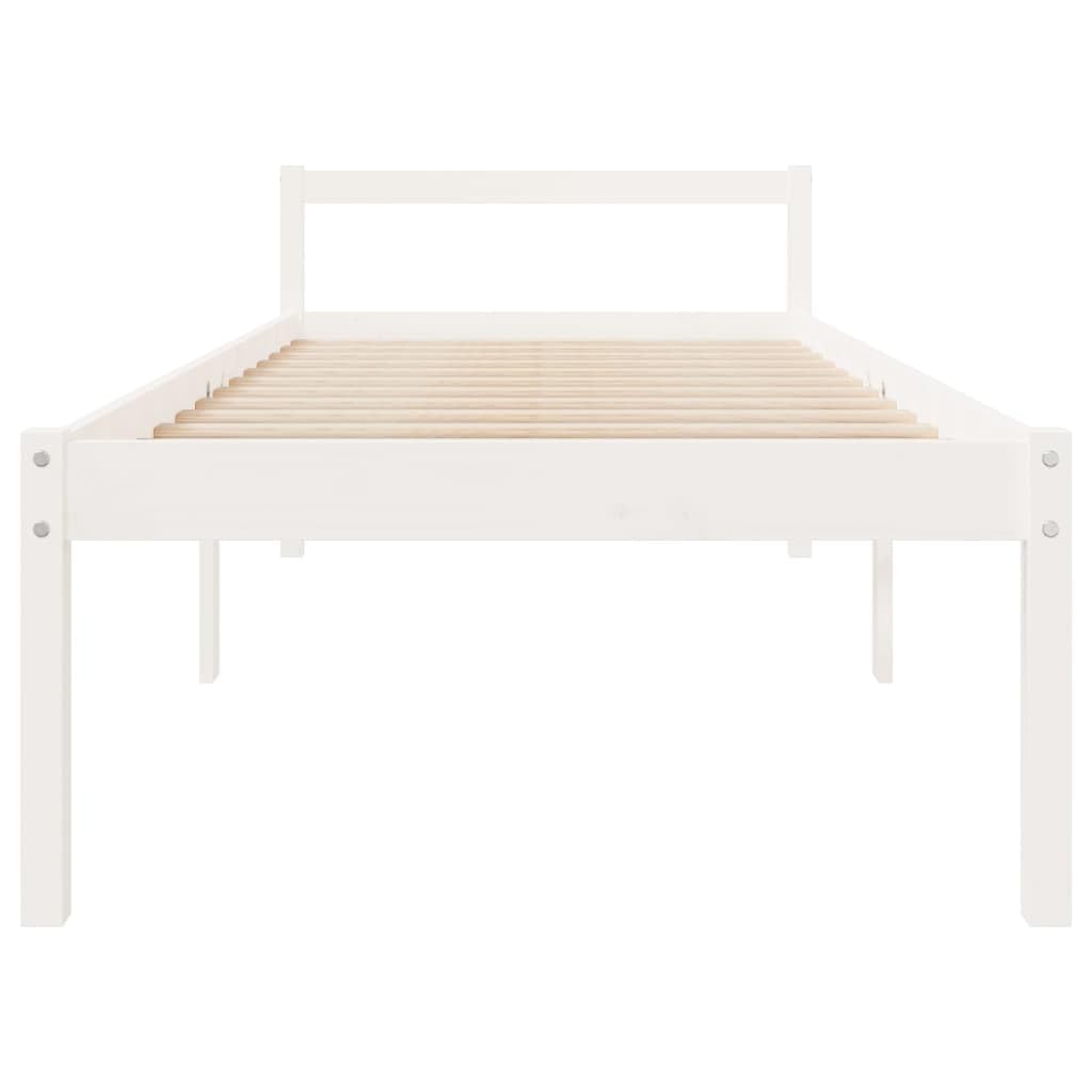 Massivholz Kiefer Seniorengerecht 45cm Sitzhöhe Stauraum Weiß 90x190 cm | Seniorenbett Weiß 90x190 cm Massivholz Kiefer Bettgestell mit Kopfteil Stauraum Hohe Einstiegshöhe