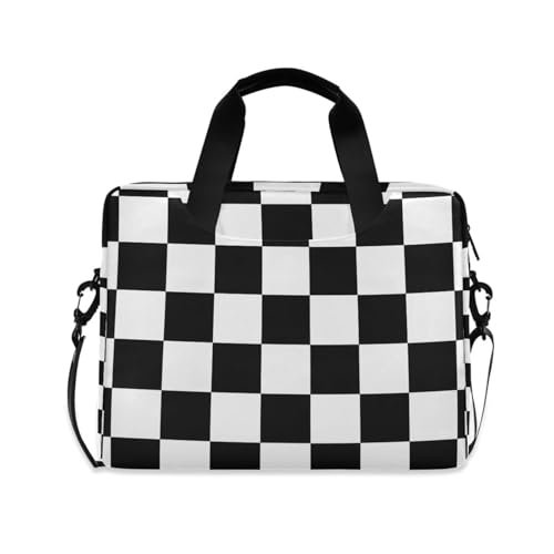 Maletín para portátil blanco y negro con correa miniatura 1