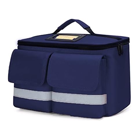 BESTORI First Responder Bag Medical Supplies Bag Professional First Aid Kit Bag with Handle and Large Compartments for Emergency Medical Supplies,Home Health Care,Bag Only,Blue Cover