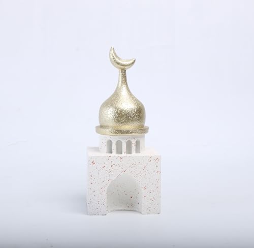 Islamic Cultural Decor Collection - Handcrafted Resin Mosque Models & Tower Ornaments for Home/Office Display Ramadan Decoration (Tower 2)