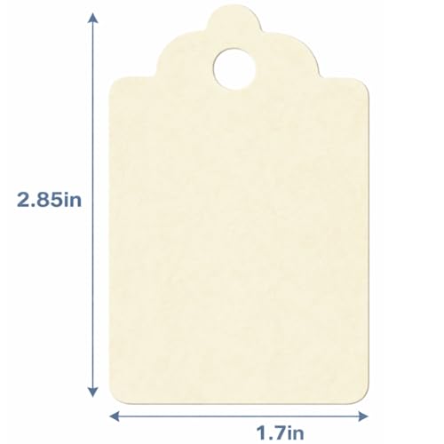 Image of CVANU 200pcs Premium Color Tag Blank Hanging with Pre-Punched Hole Tags for DIY Crafts, Gift Wrapping, Labelling & Writable Decorative Tags for All Occasions (2.85in X 1.7in) Cream2