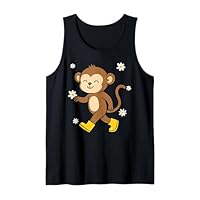Cute Monkey in Rain Boots Safari Animal Lover Tank Top
