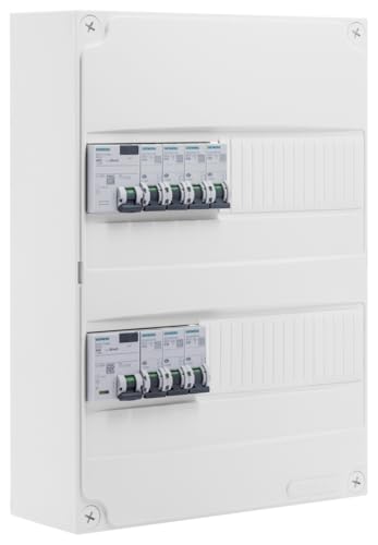 Tableau électrique pré-équipé 2 rangées 26 modules 7 disjoncteurs 2 interrupteurs différentiels