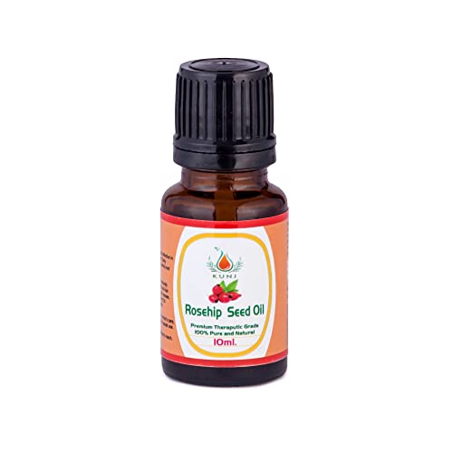 Image of KUNJ Rosehip Seed Oil (Rosa rubiginosa) 10ML - 100% Pure & Natural, Cold Pressed, Undiluted - Therapeutic Grade Oil for Skin Care, Hydration, Anti-Aging & Radiance