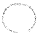 LeCalla Pulsera de plata de ley 925 con símbolo de infinito y circonita cúbica, para mujer