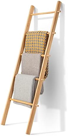 5 Ft Wooden Blanket Ladder Farmhouse – Quilt Ladder for Bedroom – Wood Ladder Decor – Decorative Ladder for Blankets – Easy to Assemble – Wooden Ladder for Blankets – Farmhouse Ladder Blanket Holder