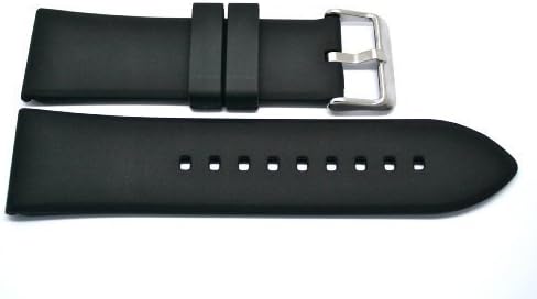 Black 24MM Rubber Silicone Composite Smooth Sport Watch Band Strap