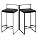 SMALLLOVE Sillas de Altura de mostrador, 2 Taburete de Bar Negras para Barra de Desayuno con Respaldo y Patas de Metal, taburetes Altos para Interior y Exterior