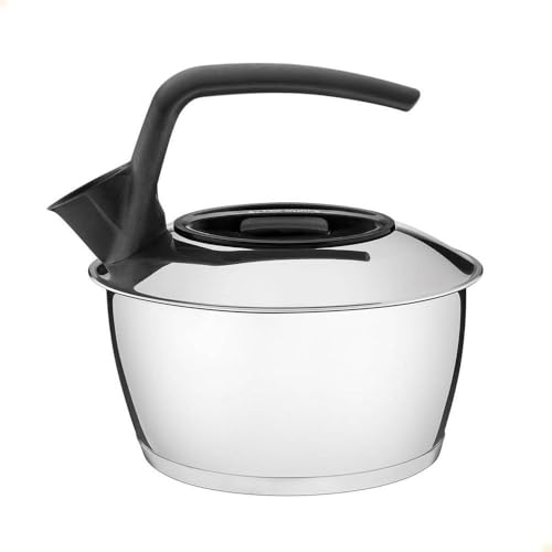 Tramontina 61485160 Chaleira em Aço Inox com Fundo Triplo Cabo Preto 1.5L, Prata