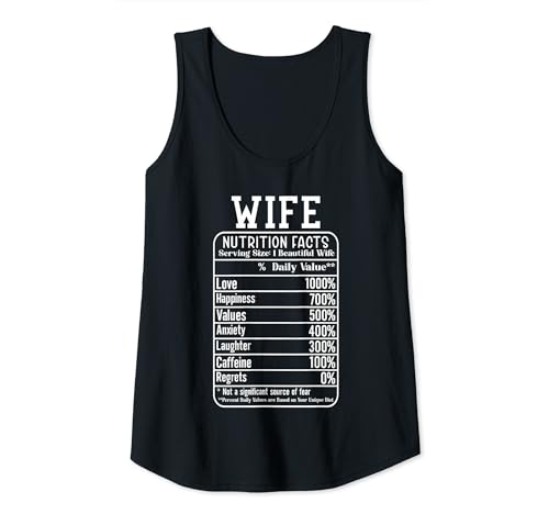 Mujer Funny Wife Nutrition Facts Camiseta sin Mangas