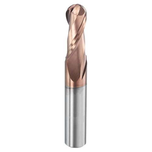 sourcing map Ball Nose End Mill 2 Flute 11/32 Diameter 3/8 Shank Tungsten Carbide TiAlN Coated Spiral CNC Router Bits 7/8 Cutting Length Single End Ball for Carving Engraving Grinding