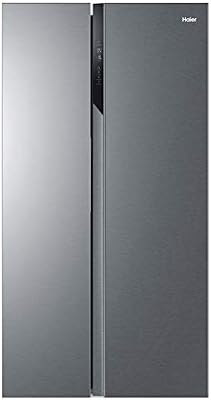 Haier SBS 90 Series 3 HSR3918ENPG - Frigorífico Side by Side, Americano, Apertura 90 grados, Tecnología Antibacterias, Capacidad XXL 528 L, Total No Frost, Clase E, Inox, Gris, 177,5 x 90,8 x 64,7 cm