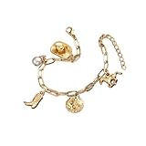 【Matériau premium】: Fabriqué en alliage durable avec une finition dorée, ce bracelet est robuste, résistant au ternissement et assure une usure durable avec une brillance métallique brillante.