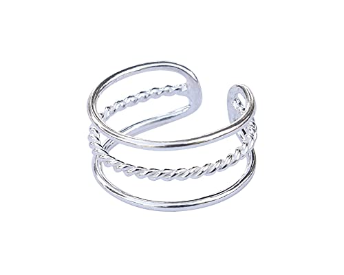 925 Sterling Silver Triple Band Toe Ring/Knuckle Ring | Small Adjustable Elegant Dainty Ring Handmade By Miya Jewelry Creations #TOP2