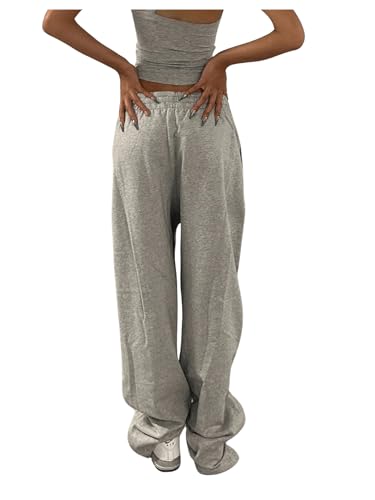SweatyRocks Women's Baggy Wide Leg Pants Casual Elastic High Waisted Pants with Pockets2