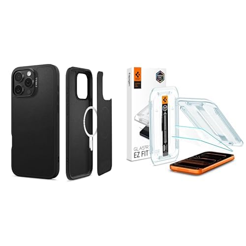 Spigen Ciel by CYRILL iPhone 16 Pro Max MagSafe Kılıf Kajuk Mag Hava Kanalı Teknolojisi™ Askeri Sınıf Koruma Black Vegan Deri Kapak - ACS08395 Spigen iPhone 17 Pro Max / 16 Pro Max Cam Ekran Koruyucu
