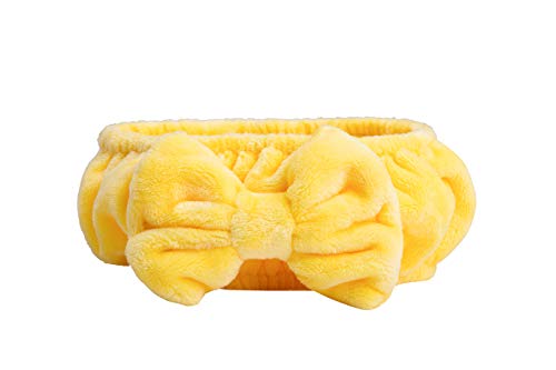 Facial Spa Headbands Yellow Lovely Headband for Women Soft Bowknot Beauty Bands Fashion Makeup Headbands Cosmetic Hairlace Available in Six Colors