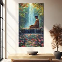 Décoration murale nature paisible avec Bouddha et cascade pour votre maison - 2