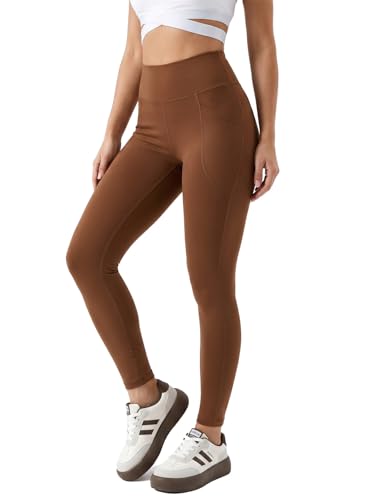 Image of JUNEBERRY Women's Solid Spandex Skinny Fit Activewear Legging | Stretchy, Lightweight & Comfortable for Gym Colors: Black, Navy, Light Grey, Sage, Cocoa, Wine, Mauve.
