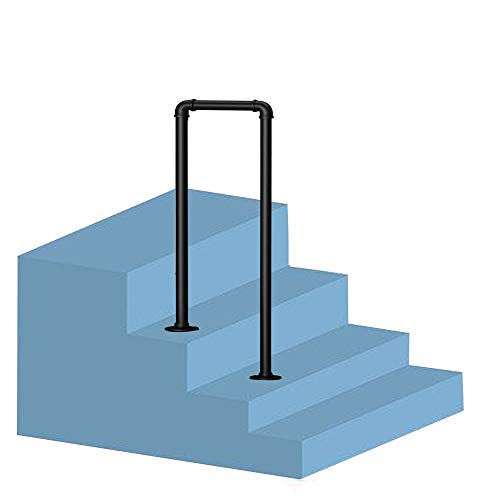 KOOU 2 Steps Stair Railing, Complete Accessories, Iron Industrial Pipe Stair Railing, Indoor and Outdoor Safety Non-Slip Stair Handrail