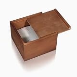 PIG AND TURTLE Wooden Keepsake Box with Slide Lid, 6x6x4 Inch Square Wood Storage Box for Jewelry, Photos, Memorabilia, Handmade Decorative Memory Box for Home, Wedding, Gifts