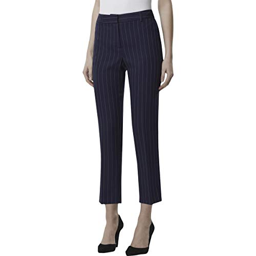 Tahari ASL Women's Dress Pants Stripe Print Trousers Blue 18
