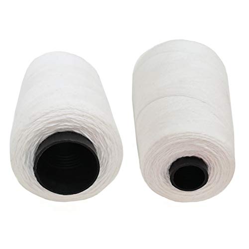 Image of EmbroideryMaterial White Polyester and Cotton Thread for Embroidery, Sewing, Craft, and Stitching - Machine Compatible (2 Rolls, 450 Meters)
