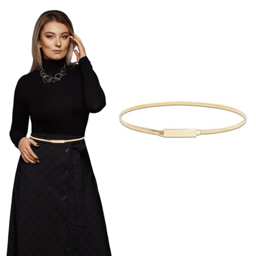 Wide Waist Cincher Belt for Women, PU Leather Fashion Accessory in Gold