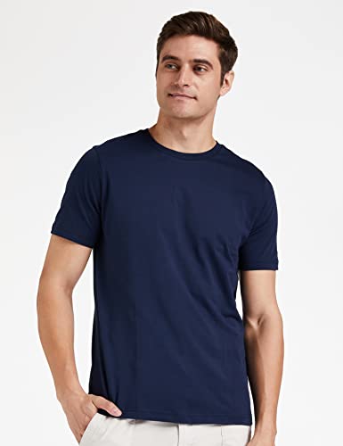 Image of Amazon Brand - Symbol Men's Solid Cotton T Shirt | Round Neck | Half Sleeve | Plain-Regular Fit (Available in Plus Sizes)