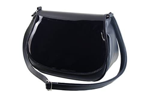 Sac à bandoulière femme LONI l'élégance d'un bleu marine verni