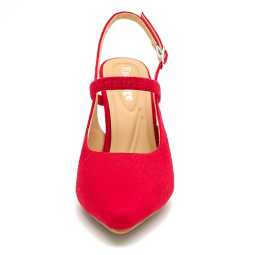 Women's Pointed Toe Slingback Pumps Low Kitten Heel Closed Toe Sexy Elegant Dressy Pumps with Strap Wedding Bride Prom Shoes2