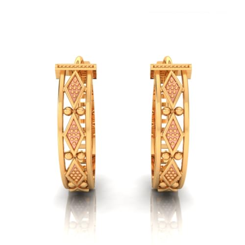 Image of P.C. Chandra Jewellers 14KT (585) Yellow Gold Circular Huggie Earrings For Women & Girls With Beautiful Design - 1.65 Grams