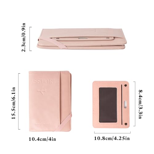RFID Passport Wallet, RFID Passport Holder for Wallet, Essential Travel Anti-Theft Wallet Storage Case, Anti-Theft Protective Case,Pink4