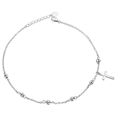 FLYOW S925 Sterling Silver Cross Anklet Cover