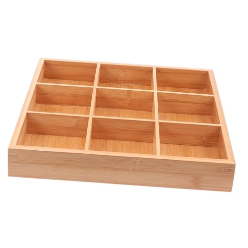 Abaodam 九宮格竹製仕切りトレー 多用途野菜サービングプレート 滑り止め加工 お盆兼用 家用スナック果物収納用