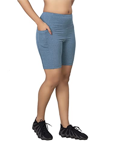 Image of DECISIVE Fitness Yoga Gym Sports Workout Cycling Running Tights Shorts with Side Pocket for Women & Girls
