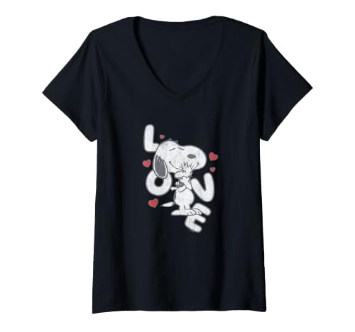 Mujer El Amor de Snoopy y Woodstock Camiseta Cuello V
