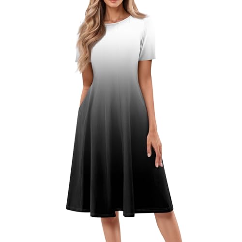 Summer Clothes for Women 2025 Vacation Trendy Sundress Dresses Spring Midi Womens T Shirt Dress Floral Bathing Suit Cover Up Plus Size Pear Shaped Easter Ball Formal Vestidos Black XL