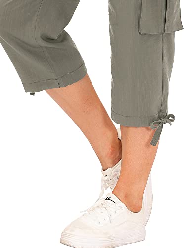 Image of MoFiz Womens Capris with Pockets Loose Fit Casual Capri Pants Dressy Lightweight Ladies Baggy Cargo Pants for Hiking