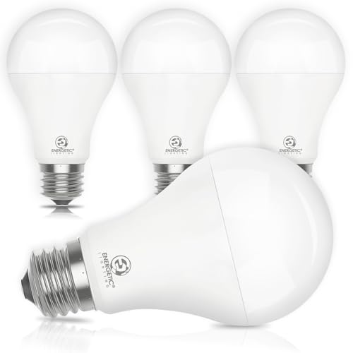 E ENERGETIC LIGHTING 4 Pack Dimmable A21 LED Bulb 150 Watt Equivalent Daylight 5000K 2600LM Super Bright Light Bulbs E26 Standard Base Damp Rated UL Listed
