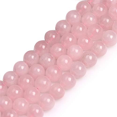 GEM-Inside Natural 8mm Rose Quartz Beads Round Gemstone Semi Precious Loose Beads for Jewellery Making 15''