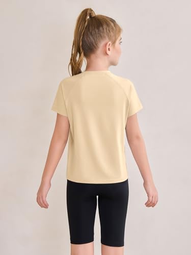 Image of Haloumoning Girls Athletic Shirts Short Sleeve Quick Dry T-Shirt Kids Summer Tee Tops 5-14Y