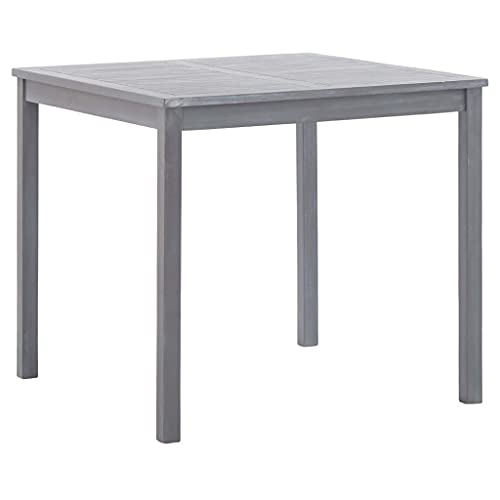 'vidaXL Solid Acacia Wood Garden Table - Square Outdoor Dining Table with Sanded Surface, Grey, 80x80x74 cm