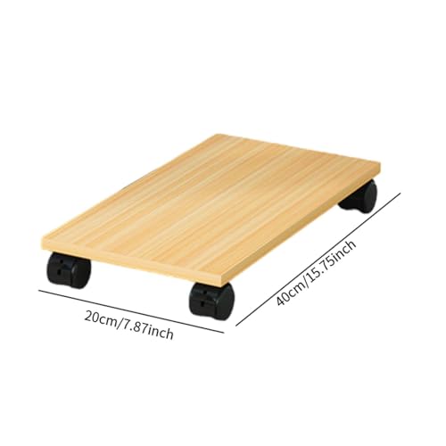 ILSMYSUTRA® Desktop CPU Wooden Rolling Stand PC Holder Cart for Under Desk Gaming School Wood - Image 3