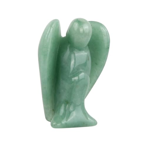 Tinsellns 39mm Estatua de Ángel de la Guarda de Piedra Preciosa, Verde Estatuilla de Cristal, Talismán de Energía y Amuleto de la Suerte Ornamento para Escritorio Decoración