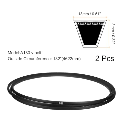 Image of uxcell 2pcs A180 or 4L1820 Classic Wrapped Rubber V-Belt, 180 inch(4572mm) Inside Circumference, A Profile V Belt