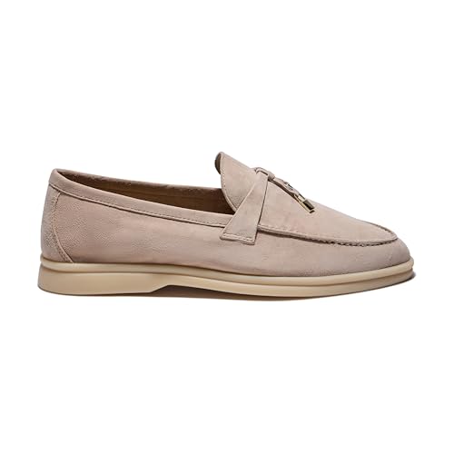 Image of Women's Summer Stroll Charms Premium Designer Suede Leather Loafers Shoes