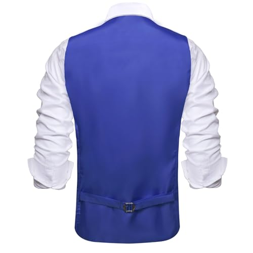 Image of Hi-Tie Men's Formal Suit Vest Solid Fit Vest for Men 3 Pockets V Neck Waistcoat Business Wedding Casual