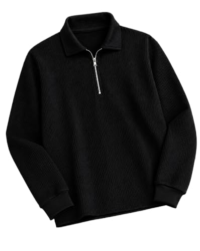 Image of AUSK Men's Waffle Knit Textured Full Sleeve Polo T-Shirt | Cotton Blend Regular Fit Zip Polo Neck Solid Smart Casual T Shirt for Men | Casual Wear, Travel & Weekend Wear Tshirt for Men